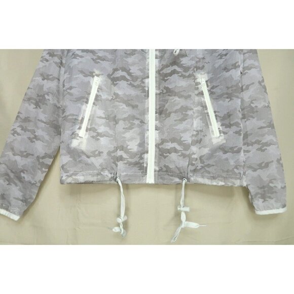 Zyia Gray Camo Light Windbreaker Jacket Zip Up Hoodie Performance Running Small - Picture 5 of 10